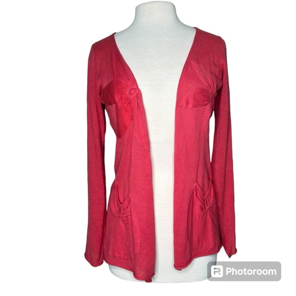 Anthropologie Sparrow Obscured Oleander Cardigan linen blend small - Picture 3 of 6